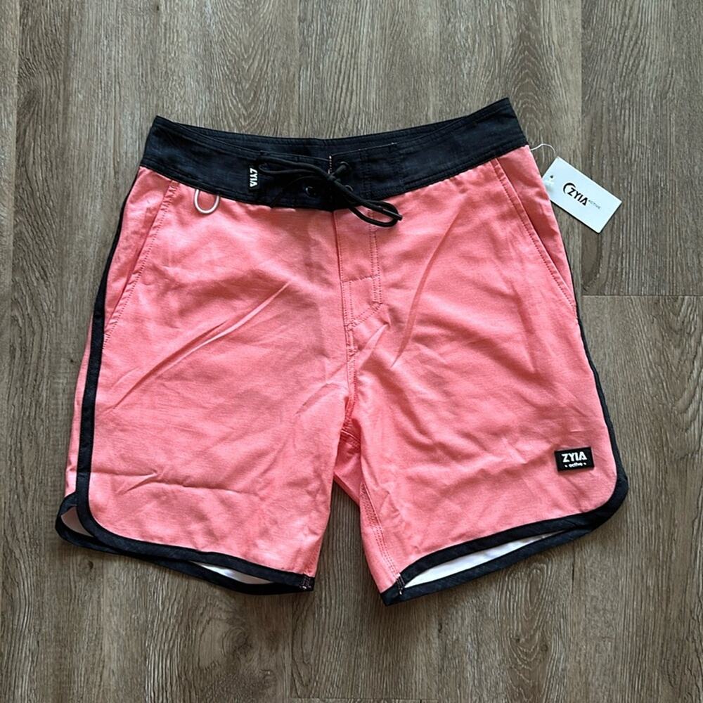 NWT Zyia Active Coral Board Shorts XS 7” Swim Surf Beachwear Pockets